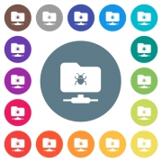 FTP bug flat white icons on round color backgrounds. 17 background color variations are included. - FTP bug flat white icons on round color backgrounds