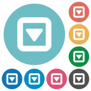Toggle down flat white icons on round color backgrounds - Toggle down flat round icons