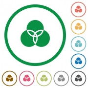 Color filter flat color icons in round outlines on white background - Color filter flat icons with outlines