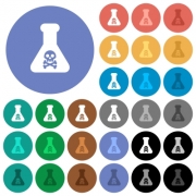 Dangerous chemical experiment multi colored flat icons on round backgrounds. Included white, light and dark icon variations for hover and active status effects, and bonus shades. - Dangerous chemical experiment round flat multi colored icons