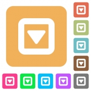 Toggle down flat icons on rounded square vivid color backgrounds. - Toggle down rounded square flat icons