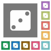 Domino three flat icons on simple color square backgrounds - Domino three square flat icons