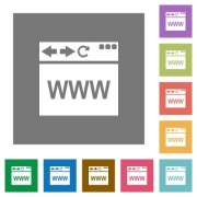 Browser webpage flat icons on simple color square backgrounds - Browser webpage square flat icons