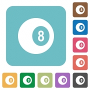 Black eight billiard ball white flat icons on color rounded square backgrounds - Black eight billiard ball rounded square flat icons