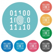 Digital fingerprint flat white icons on round color backgrounds - Digital fingerprint flat round icons