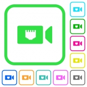 IP camera vivid colored flat icons in curved borders on white background - IP camera vivid colored flat icons