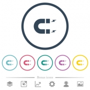 Horseshoe magnet flat color icons in round outlines. 6 bonus icons included. - Horseshoe magnet flat color icons in round outlines