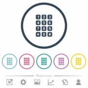 Numeric keypad flat color icons in round outlines. 6 bonus icons included. - Numeric keypad flat color icons in round outlines