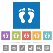 Human Footprints flat white icons in square backgrounds. 6 bonus icons included. - Human Footprints flat white icons in square backgrounds