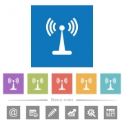 Wlan network flat white icons in square backgrounds. 6 bonus icons included. - Wlan network flat white icons in square backgrounds