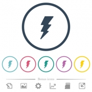 Lightning flat color icons in round outlines. 6 bonus icons included. - Lightning flat color icons in round outlines