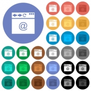 Browser email multi colored flat icons on round backgrounds. Included white, light and dark icon variations for hover and active status effects, and bonus shades. - Browser email round flat multi colored icons - Large thumbnail