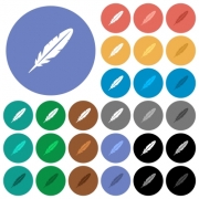 Single feather multi colored flat icons on round backgrounds. Included white, light and dark icon variations for hover and active status effects, and bonus shades. - Single feather round flat multi colored icons - Large thumbnail
