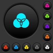 Color filter dark push buttons with vivid color icons on dark grey background - Color filter dark push buttons with color icons
