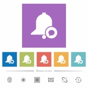 Reminder message flat white icons in square backgrounds. 6 bonus icons included. - Reminder message flat white icons in square backgrounds