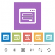Login panel flat white icons in square backgrounds. 6 bonus icons included. - Login panel flat white icons in square backgrounds