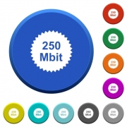 250 mbit guarantee sticker round color beveled buttons with smooth surfaces and flat white icons - 250 mbit guarantee sticker beveled buttons
