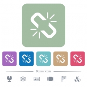Unlink white flat icons on color rounded square backgrounds. 6 bonus icons included - Unlink flat icons on color rounded square backgrounds