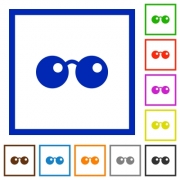Sunglasses flat color icons in square frames on white background - Sunglasses flat framed icons