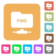 FTP print working directory flat icons on rounded square vivid color backgrounds. - FTP print working directory rounded square flat icons - Large thumbnail