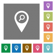 Find GPS map location flat icons on simple color square backgrounds - Find GPS map location square flat icons
