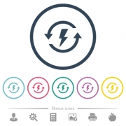 Renewable energy flat color icons in round outlines. 6 bonus icons included. - Renewable energy flat color icons in round outlines