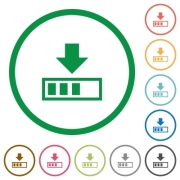 Download in progress flat color icons in round outlines on white background - Download in progress flat icons with outlines