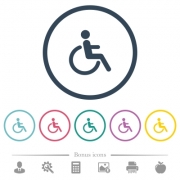 Disability flat color icons in round outlines. 6 bonus icons included. - Disability flat color icons in round outlines