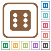 Dice six simple icons in color rounded square frames on white background - Dice six simple icons
