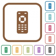 Remote control simple icons in color rounded square frames on white background - Remote control simple icons