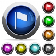 Flag icons in round glossy buttons with steel frames - Flag round glossy buttons