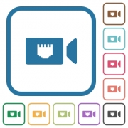 IP camera simple icons in color rounded square frames on white background - IP camera simple icons