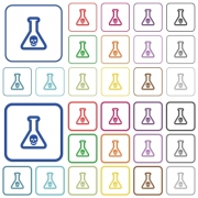 Dangerous chemical experiment color flat icons in rounded square frames. Thin and thick versions included. - Dangerous chemical experiment outlined flat color icons