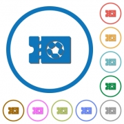 Soccer discount coupon flat color vector icons with shadows in round outlines on white background - Soccer discount coupon icons with shadows and outlines