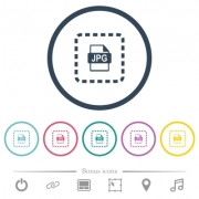 Place jpg file flat color icons in round outlines. 6 bonus icons included. - Place jpg file flat color icons in round outlines