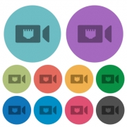 IP camera darker flat icons on color round background - IP camera color darker flat icons