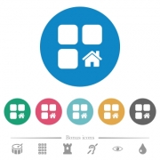 Default component flat white icons on round color backgrounds. 6 bonus icons included. - Default component flat round icons