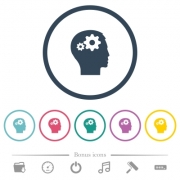 User settings flat color icons in round outlines. 6 bonus icons included. - User settings flat color icons in round outlines