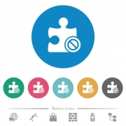 Plugin disabled flat white icons on round color backgrounds. 6 bonus icons included. - Plugin disabled flat round icons