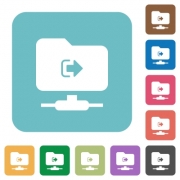 FTP sign out white flat icons on color rounded square backgrounds - FTP sign out rounded square flat icons