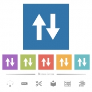 Data traffic flat white icons in square backgrounds. 6 bonus icons included. - Data traffic flat white icons in square backgrounds