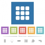 Small thumbnail view mode flat white icons in square backgrounds. 6 bonus icons included. - Small thumbnail view mode flat white icons in square backgrounds