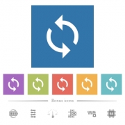 Programming loop flat white icons in square backgrounds. 6 bonus icons included. - Programming loop flat white icons in square backgrounds