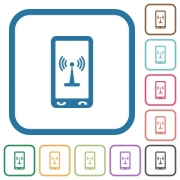 Mobile hotspot simple icons in color rounded square frames on white background - Mobile hotspot simple icons