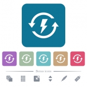 Renewable energy white flat icons on color rounded square backgrounds. 6 bonus icons included - Renewable energy flat icons on color rounded square backgrounds
