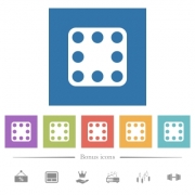 Domino eight flat white icons in square backgrounds. 6 bonus icons included. - Domino eight flat white icons in square backgrounds