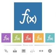 Function flat white icons in square backgrounds. 6 bonus icons included. - Function flat white icons in square backgrounds