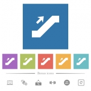 Escalator up sign flat white icons in square backgrounds. 6 bonus icons included. - Escalator up sign flat white icons in square backgrounds