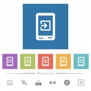 Mobile import data flat white icons in square backgrounds. 6 bonus icons included. - Mobile import data flat white icons in square backgrounds