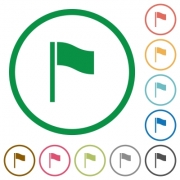 Flag flat color icons in round outlines on white background - Flag flat icons with outlines